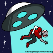 Digital drawing of Parker Macmillan IIII being abducted by the Saucer.