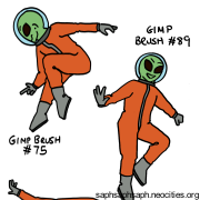 Digital drawings of Lila, an alien child wearing a spacesuit, in various action poses.